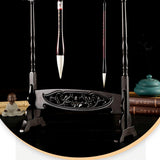 Maxbell Traditional Ebony Wood Chinese Calligraphy Writing Brush Pen Japanese Sumi Painting Drawing Brushes Pen Holder Stand Rack with 14 Hooks - Aladdin Shoppers