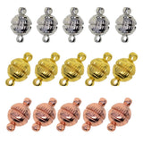 Maxbell 15 Pieces 8mm Brass Engraved Round Ball Magnetic Clasp Connectors Findings for Handmade DIY Jewelry Making Silver/Gold/Rose gold - Aladdin Shoppers