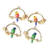 Maxbell 4 Pieces Parrot Style Charms With Flower for Necklace Pendants Earrings Dangles Jewelry Findings Hanging Ornaments, Gifts - Aladdin Shoppers