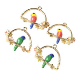 Maxbell 4 Pieces Parrot Style Charms With Flower for Necklace Pendants Earrings Dangles Jewelry Findings Hanging Ornaments, Gifts - Aladdin Shoppers