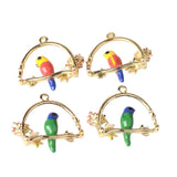 Maxbell 4 Pieces Parrot Style Charms With Flower for Necklace Pendants Earrings Dangles Jewelry Findings Hanging Ornaments, Gifts - Aladdin Shoppers