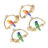 Maxbell 4 Pieces Parrot Style Charms With Flower for Necklace Pendants Earrings Dangles Jewelry Findings Hanging Ornaments, Gifts - Aladdin Shoppers