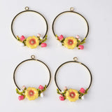 Maxbell Maxbell 4 Pieces Alloy Enamel Charms Pendants Lovely Flower Jewelry Findings DIY Earrings Accessories