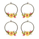 Maxbell 4 Pieces Alloy Enamel Charms Pendants Lovely Flower Jewelry Findings DIY Earrings Accessories - Aladdin Shoppers