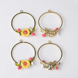 Maxbell 4 Pieces Alloy Enamel Charms Pendants Lovely Flower Jewelry Findings DIY Earrings Accessories - Aladdin Shoppers