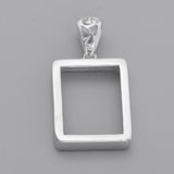 925 Sterling Silver Rectangle Blank Cabochon Charms Beads Settings Tray DIY Necklace Pendants Base Jewelry Making Findings Silver - Aladdin Shoppers