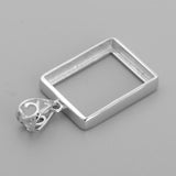 925 Sterling Silver Rectangle Blank Cabochon Charms Beads Settings Tray DIY Necklace Pendants Base Jewelry Making Findings Silver - Aladdin Shoppers