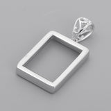 925 Sterling Silver Rectangle Blank Cabochon Charms Beads Settings Tray DIY Necklace Pendants Base Jewelry Making Findings Silver - Aladdin Shoppers