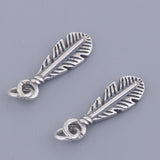 2 Pieces 925 Sterling Silver Feather Jewelry Charms Pendants Connectors Finding Leaf Shape Jewelry Ornaments - Aladdin Shoppers