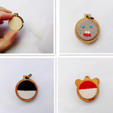 Maxbell Mini Bear Head Shape Embroidery Hoops DIY Wood Cross Stitch Hoop Frame with Beaded Chain and Connectors for Art Craft Sewing - Aladdin Shoppers
