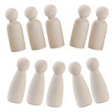 Maxbell 10 Pieces Well Sanded Plain Wood Peg Dolls Wooden Figures Female / Males Diy Craft Decor Toys - Aladdin Shoppers