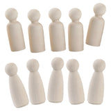 Maxbell 10 Pieces Well Sanded Plain Wood Peg Dolls Wooden Figures Female / Males Diy Craft Decor Toys - Aladdin Shoppers