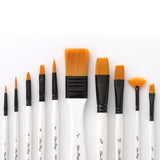 Maxbell 10 Pieces High Grade Paint Brush Set Includes Zipper Carrying Case Round Pointed Tip Flat Nylon Hair Brushes for Acrylic, Oil, Watercolor and Gouache - Aladdin Shoppers
