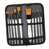 Maxbell 10 Pieces High Grade Paint Brush Set Includes Zipper Carrying Case Round Pointed Tip Flat Nylon Hair Brushes for Acrylic, Oil, Watercolor and Gouache - Aladdin Shoppers