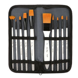 Maxbell 10 Pieces High Grade Paint Brush Set Includes Zipper Carrying Case Round Pointed Tip Flat Nylon Hair Brushes for Acrylic, Oil, Watercolor and Gouache - Aladdin Shoppers