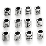 Maxbell 60 Pieces Mixed Antique Silver Alloy 12 Constellation Large Hole Spacer Loose Beads for Beading Craft DIY Bracelets Necklaces - Aladdin Shoppers