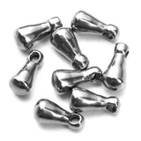 Maxbell 50 Pieces 6x3x3mm 1mm Hole Stainless Steel Tear Drop Pendants Charms Tail Extend Chain End Beads DIY Jewelry Findings