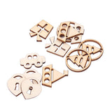 Maxbell 20pcs Unfinished Adornments Accessory Wooden Lock /Tree/ Car /Boat Shapes Bunting Crafts Decor Embellishments Scrapbooking DIY - Aladdin Shoppers