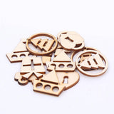 Maxbell 20pcs Unfinished Adornments Accessory Wooden Lock /Tree/ Car /Boat Shapes Bunting Crafts Decor Embellishments Scrapbooking DIY - Aladdin Shoppers