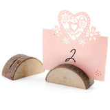 Maxbell 10 Pieces Shabby Chic Half Round Wood Designs Cards Holder Wedding Party Name Place Card Holder Stand Note Memo Card DIY Home Wedding Party Decoration - Aladdin Shoppers