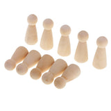 Maxbell 10 Pieces Unfinished Wood Plain Blank People Body Family Men Women Peg Dolls Unpainted Toys DIY Weddings Dolls for Painting Craft 58x25mm - Aladdin Shoppers