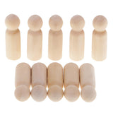 Maxbell 10 Pieces Unfinished Wood Plain Blank People Body Family Men Women Peg Dolls Unpainted Toys DIY Weddings Dolls for Painting Craft 63x20mm - Aladdin Shoppers