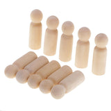 Maxbell 10 Pieces Unfinished Wood Plain Blank People Body Family Men Women Peg Dolls Unpainted Toys DIY Weddings Dolls for Painting Craft 63x20mm - Aladdin Shoppers