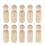 Maxbell 10 Pieces Unfinished Wood Plain Blank People Body Family Men Women Peg Dolls Unpainted Toys DIY Weddings Dolls for Painting Craft 63x20mm - Aladdin Shoppers