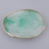 2x Resin Imitation agate nail art Palette drink coaster cup mat decors green