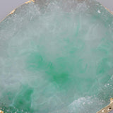2x Resin Imitation agate nail art Palette drink coaster cup mat decors green