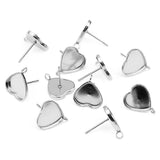 Maxbell 20 Pcs Stainless Steel Heart Shaped Earrings Blank Bezel Settings for DIY Ear Studs Fit for 11mm Heart Cabochons - Aladdin Shoppers