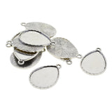 Maxbell 10 Pieces Tibetan Silver Water Drop Shaped Settings Bezel Tray Pendant Blank Fit for 40x30mm Cabochons - Aladdin Shoppers