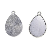 Maxbell 10 Pieces Tibetan Silver Water Drop Shaped Settings Bezel Tray Pendant Blank Fit for 40x30mm Cabochons - Aladdin Shoppers
