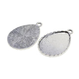 Maxbell 10 Pieces Tibetan Silver Water Drop Shaped Settings Bezel Tray Pendant Blank Fit for 40x30mm Cabochons - Aladdin Shoppers
