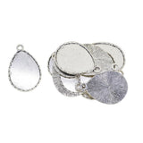 Maxbell 10 Pieces Tibetan Silver Water Drop Shaped Settings Bezel Tray Pendant Blank Fit for 40x30mm Cabochons - Aladdin Shoppers