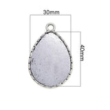 Maxbell 10 Pieces Tibetan Silver Water Drop Shaped Settings Bezel Tray Pendant Blank Fit for 40x30mm Cabochons - Aladdin Shoppers