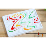 1 Piece White Paint Plastic Palettes Wave Design Rectangular Watercolor Oil Palette Painting Tray Artist Craft Palettes - Aladdin Shoppers