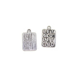 Maxbell 30pc Tibetan Silver Inspirational Rectangle Word Tag Charms Collection Alloy Charms Pendants for DIY Jewelry Craft Making (20x12.5mm,Let go ! Let God) - Aladdin Shoppers