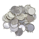 Maxbell 50 Pieces Tibetan Silver Bezel Pendant Trays Double Loops Round Cabochon Settings Trays Pendant Blanks DIY Jewelry Making Findings 25mm Bezel - Aladdin Shoppers