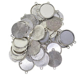 Maxbell 50 Pieces Tibetan Silver Bezel Pendant Trays Double Loops Round Cabochon Settings Trays Pendant Blanks DIY Jewelry Making Findings 25mm Bezel - Aladdin Shoppers