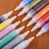 12 Pieces Acrylic Paint Markers Pen for Painting on Glass, Metal, Canvas, Wood, Stone, Ceramic, Fabric, Photo Album, Scrapbook, Card Making - Aladdin Shoppers