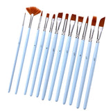 12 Pieces Paint Brushes Set, Round Pointed Tip Flat Fan Shaped Nylon Hair Brushes, Oil Acrylic Brush Watercolor Pen Art Crafts Supplies - Aladdin Shoppers