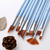 12 Pieces Paint Brushes Set, Round Pointed Tip Flat Fan Shaped Nylon Hair Brushes, Oil Acrylic Brush Watercolor Pen Art Crafts Supplies - Aladdin Shoppers