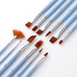 12 Pieces Paint Brushes Set, Round Pointed Tip Flat Fan Shaped Nylon Hair Brushes, Oil Acrylic Brush Watercolor Pen Art Crafts Supplies - Aladdin Shoppers