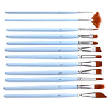 12 Pieces Paint Brushes Set, Round Pointed Tip Flat Fan Shaped Nylon Hair Brushes, Oil Acrylic Brush Watercolor Pen Art Crafts Supplies - Aladdin Shoppers