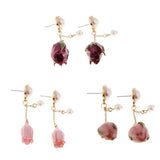 Maxbell 4Pcs Resin Flower Charms Pendants Dangle Drop Earrings Ear Studs Women