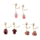 Maxbell 4Pcs Resin Flower Charms Pendants Dangle Drop Earrings Ear Studs Women