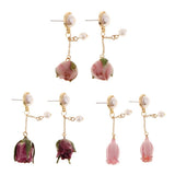 Maxbell 4Pcs Resin Flower Charms Pendants Dangle Drop Earrings Ear Studs Women