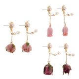 Maxbell 4Pcs Resin Flower Charms Pendants Dangle Drop Earrings Ear Studs Women