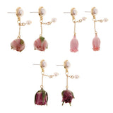 Maxbell 4Pcs Resin Flower Charms Pendants Dangle Drop Earrings Ear Studs Women